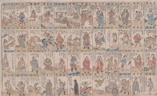 图6, 《四方夷人图》,清康熙, 五版套印,画店:王君甫发行,产地:苏州,德累斯顿国家艺术博物馆版画陈列室(Kupferstich - kabinett, SKD)藏