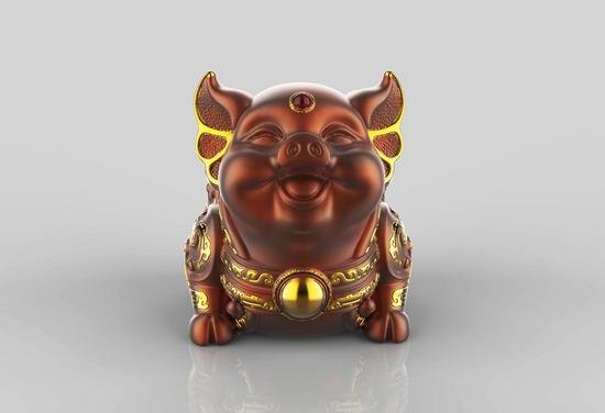 从羊年开始,朱炳仁每年都会设计一尊生肖主题铜雕吉祥物
